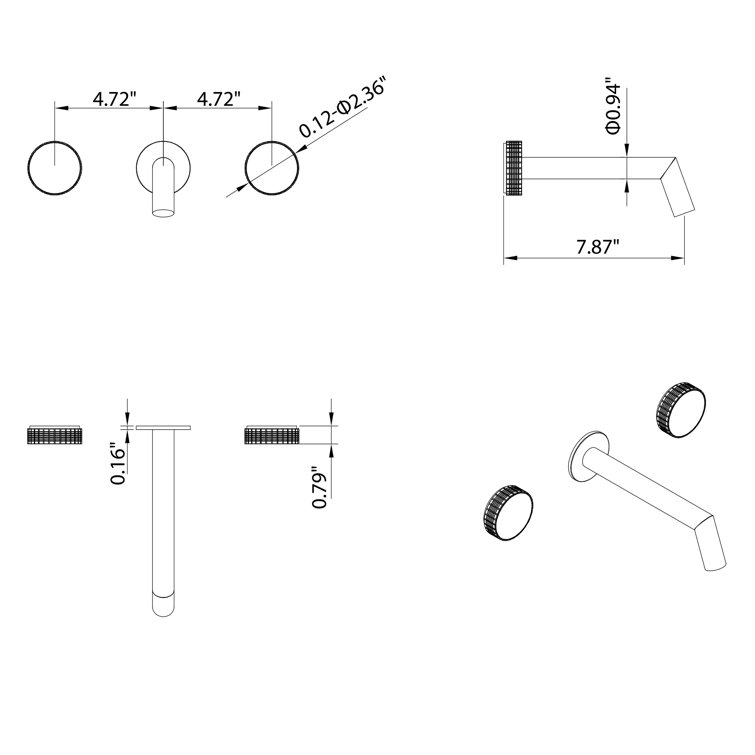 Aimasha Wall Mounted Faucet 2handle Bathroom Faucet Wayfair Canada